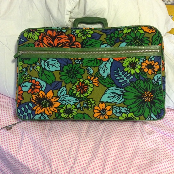 Vintage floral carry on suitcase