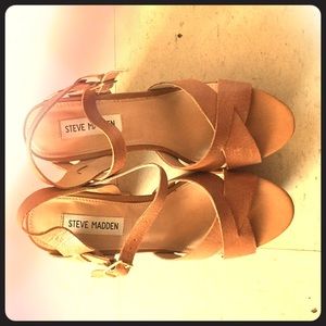 Steve Madden Cognac Platform Strap Sandals
