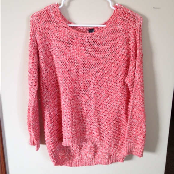 Coral & cream knit over sized sweater