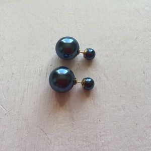 Navy double sided earrings