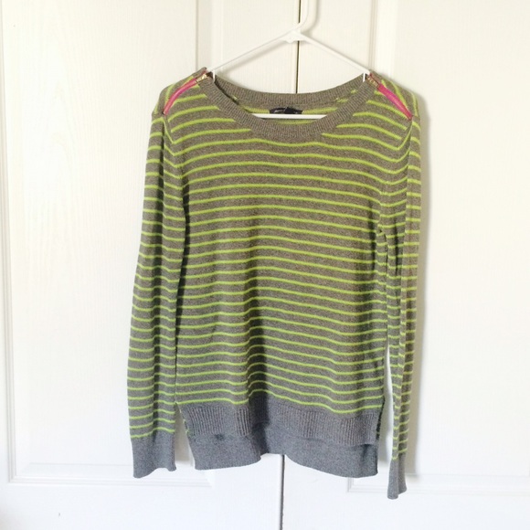 Grey and Green Striped Sweater