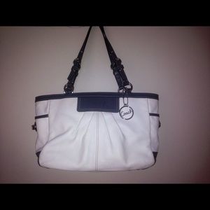White leather tote.