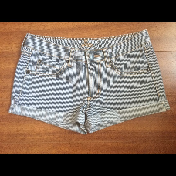 Denim stripe shorts