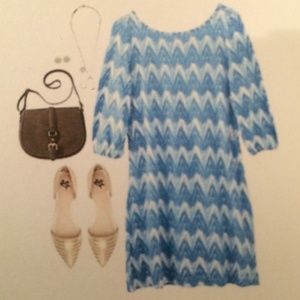 NWT 3:4 sleeve abstract chevron dress by Pixley