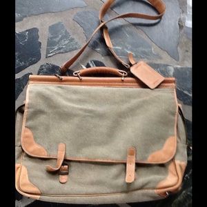 Large Leather /cotton weave  travel computer bag