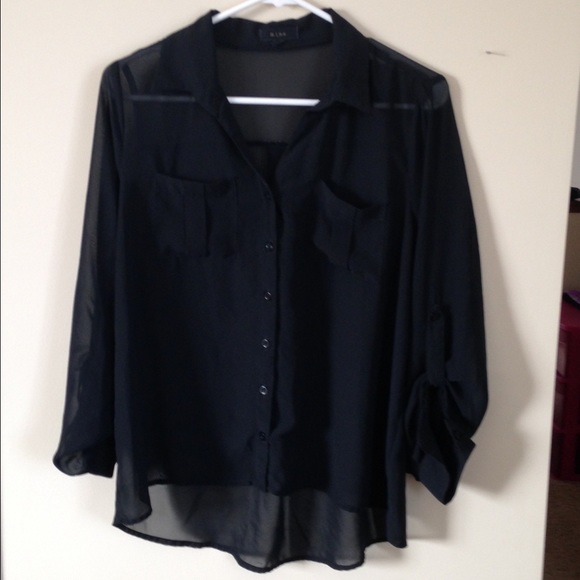 Sheer black flowy top (high low concept)