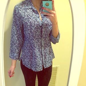 Buttonup FoxCroft blue/black/white patterned shirt