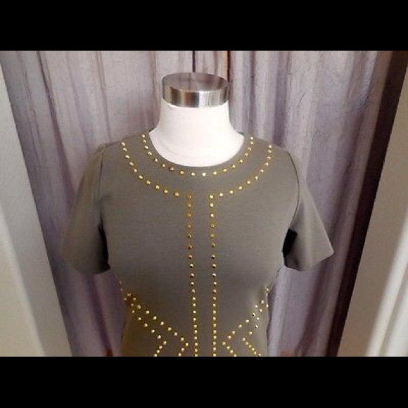 Michael Kors Dresses & Skirts - Michael Kors Safari Green Studded Dress - NWT