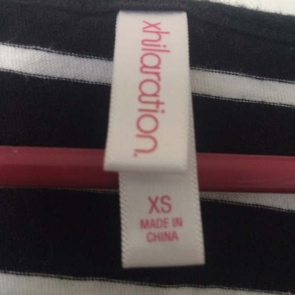 Black and White Striped Dress with Cap Sleeves - Picture 2 of 2