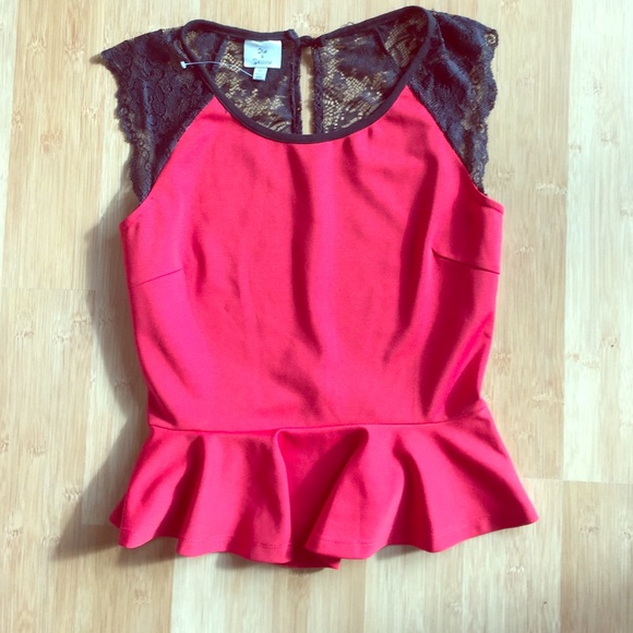 🚫SOLD🚫Urban Outfitters red and black lace top