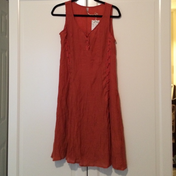 Burnt Orange Gauze/linen like dress NWT