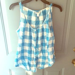Checkered button down  Tank Top