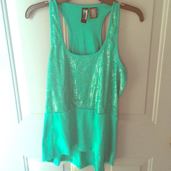 NEW aqua sequined racer back tank