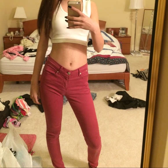 Topshop red skinny jeans