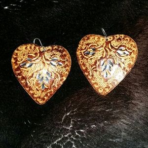 Brown heart earings