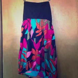 Strapless Tropical Skirt Dress