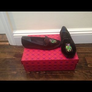 TORY BURCH VELVET SMOKING SLIPPERS