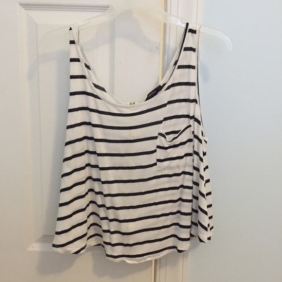 Forever 21 striped navy tank top