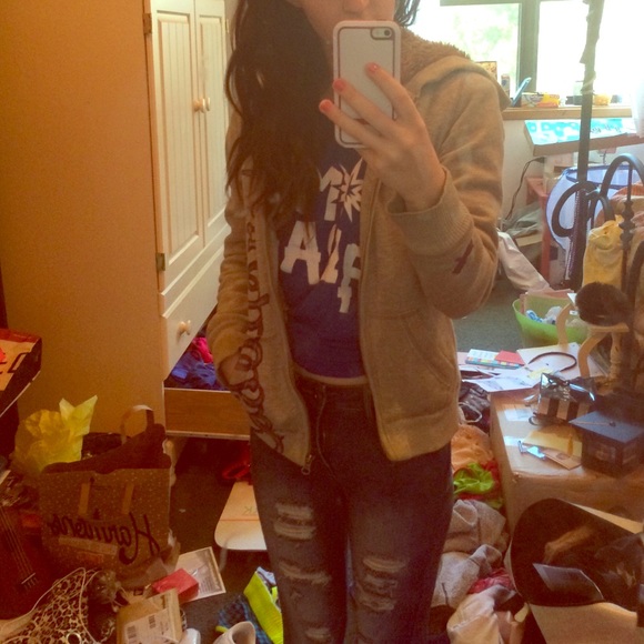 Gray aeropostale fur-lined  zip hoodie