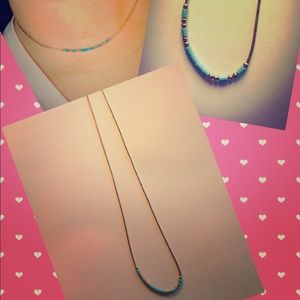 16 inch, Silver necklace with turquoise beads.