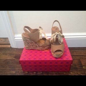 TORY BURCH HIGH WEDGE ESPADRILLE SANDALS