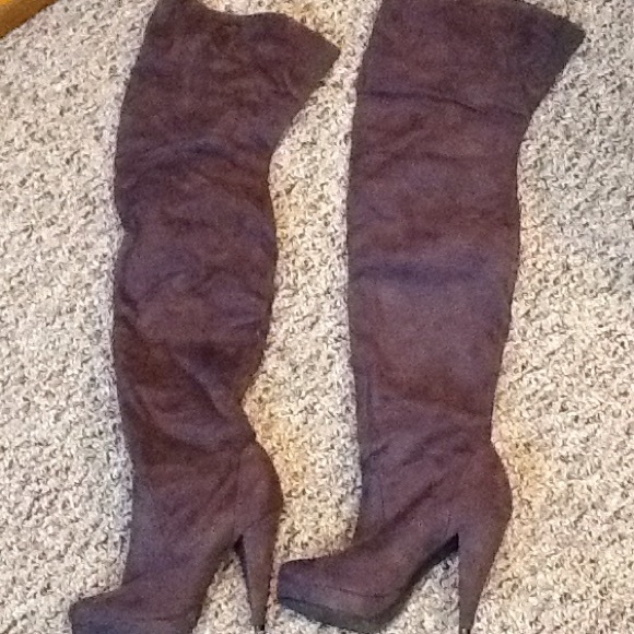 Gray suede boots