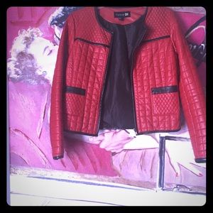 Forever 21 leather red and black jacket