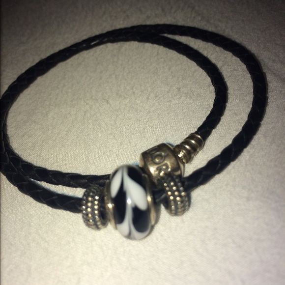 Pandora Black Leather Double-Wrap Bracelet