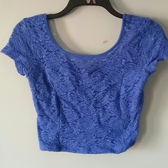 Blue lace crop top