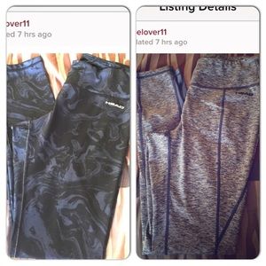 Black and blue printed workout ankle pants