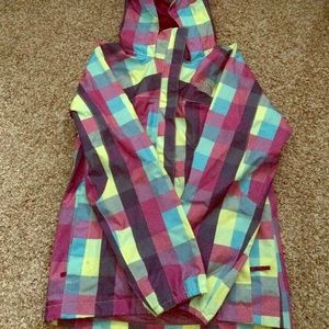 Plaid patterned North face jacket