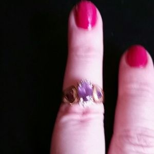 14k diamond and amethyst ring