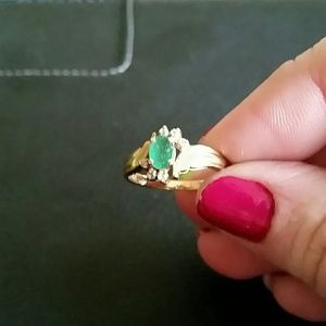 10k Emerald Ring with a few diamonds