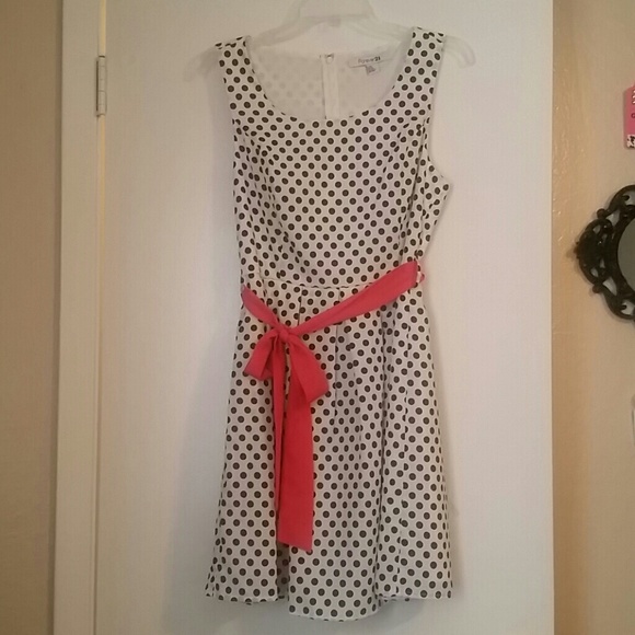 Polka dot dress with sash belt