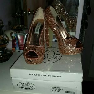 Rose gold sequin heels