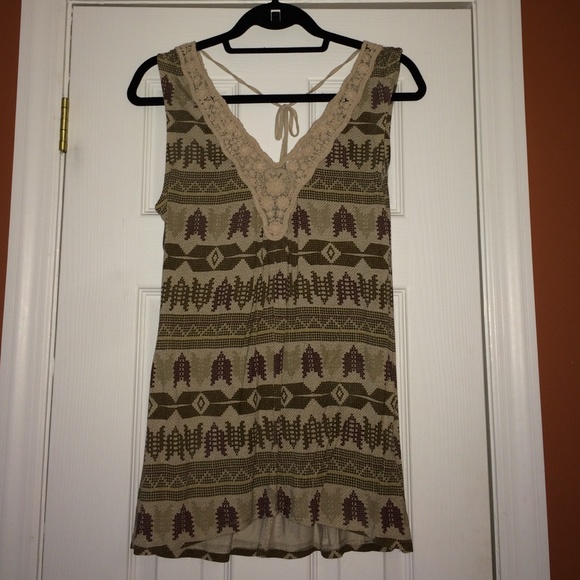 Tan and Brown Tribal Printed Tank