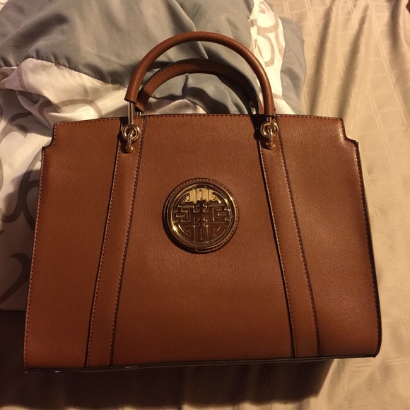 Brown structured handbag