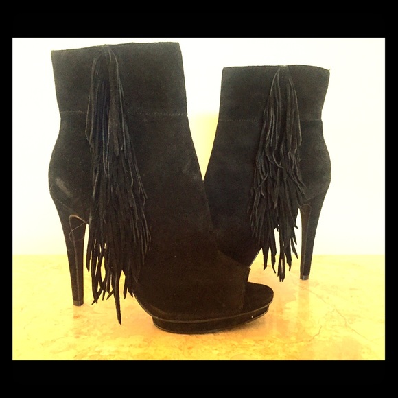 BCBG Open toe booties with fringe