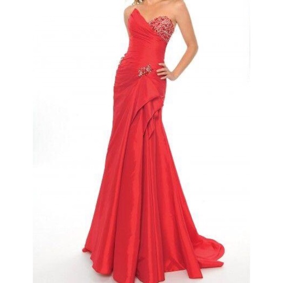 Red Precious Formals Prom Dress with Corset