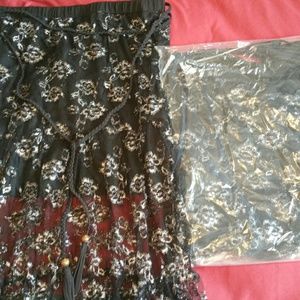 Black metallic maxi skirt