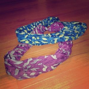 Purple and blue stretchy headbands