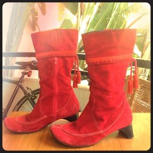 Further Price Drop! Think! Brand red suede boots.
