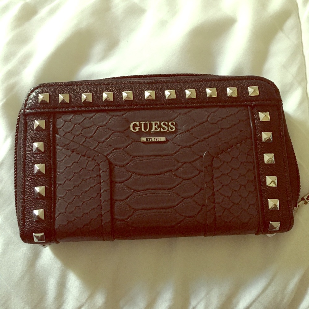 Studded Black Leather Guess Wallet