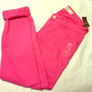 Hot pink Abercrombie & Fitch skinny jeans