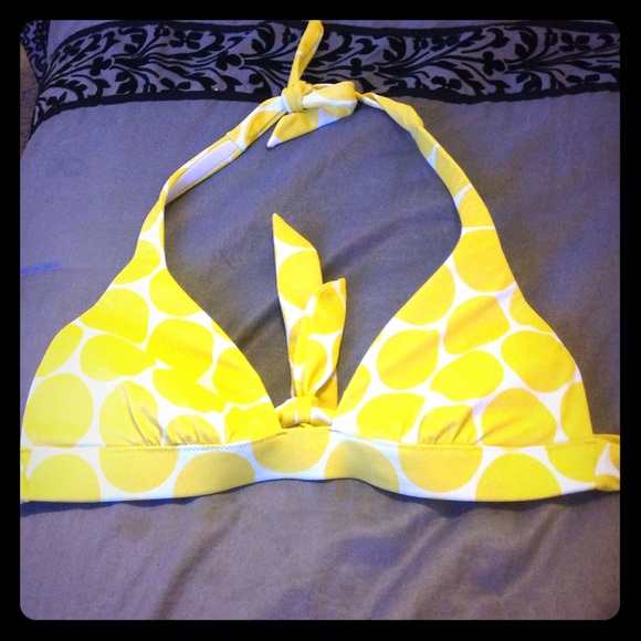 Yellow pokeadot bikini top