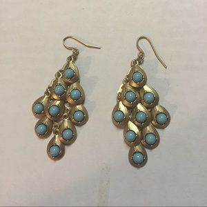 Gold & Turquoise Chandelier Earrings
