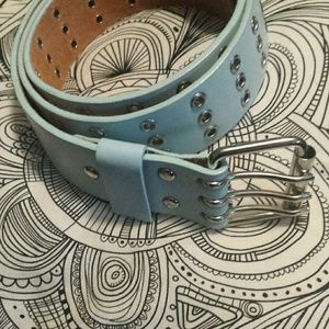 light blue leather belt