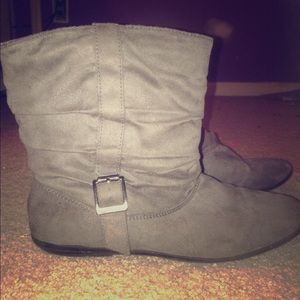 Short Grey Buckled Boots