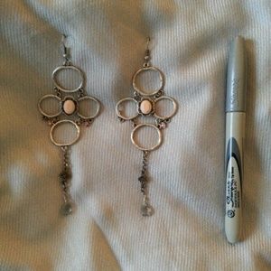 Jewelmint silvertone earrings with gemstones