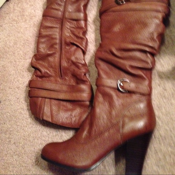 💋 Sexy Brown Cognac Leather Boots 💋